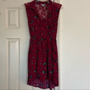 Roxy Collared Burgundy Floral High Low Dress